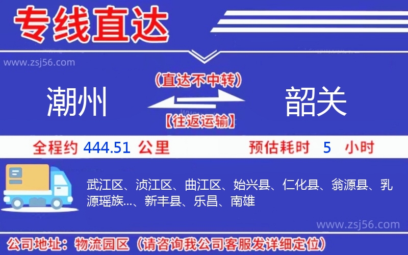 潮州到韶關物流公司